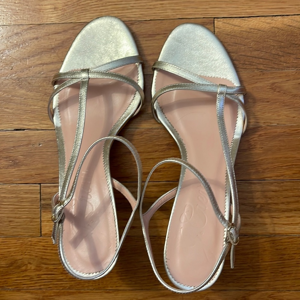 J. Crew strappy kitten heel sandal in gold size 11 brand new